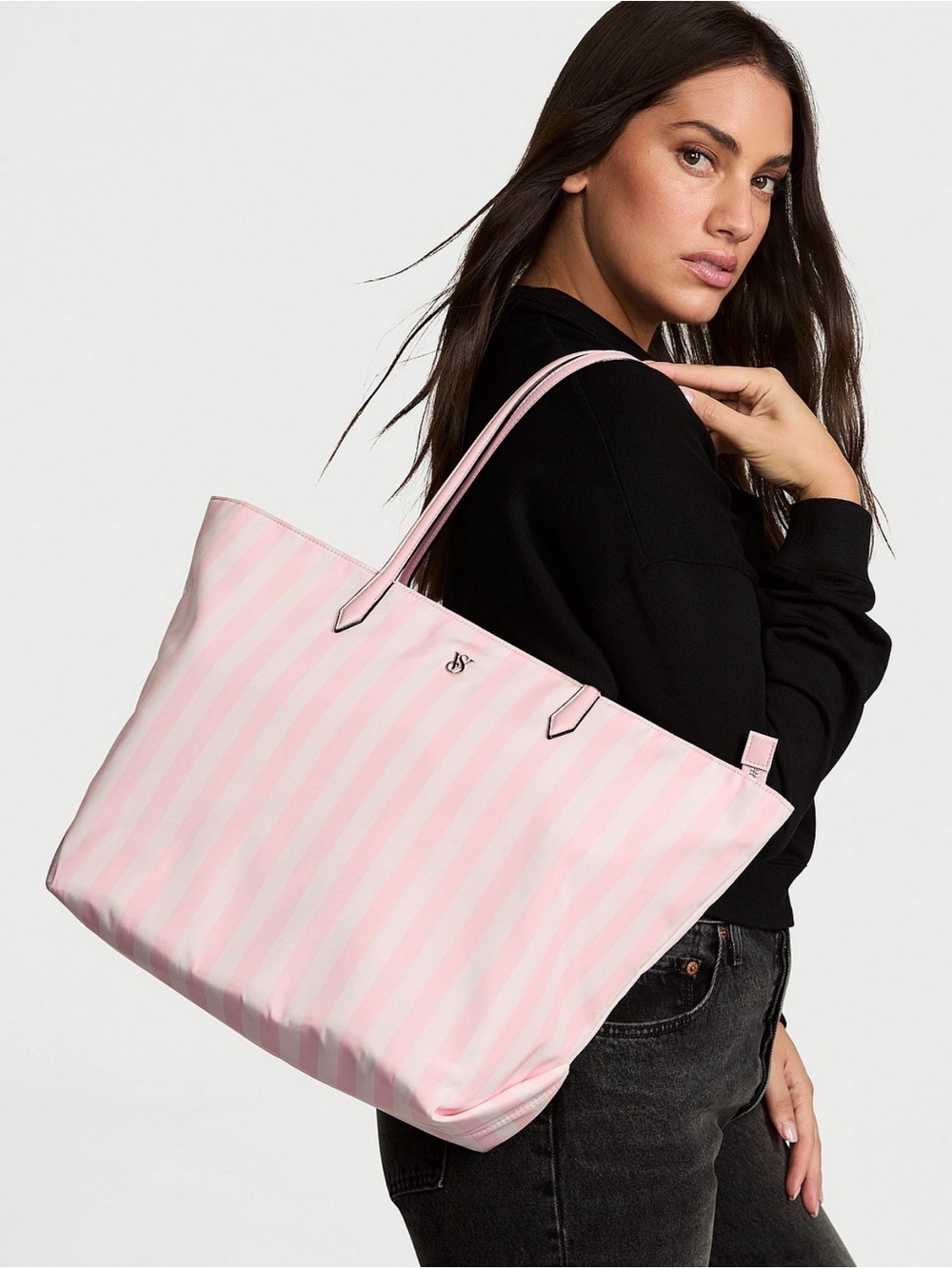 Victoria's Secret Pink Striped Tote - Pale Pink